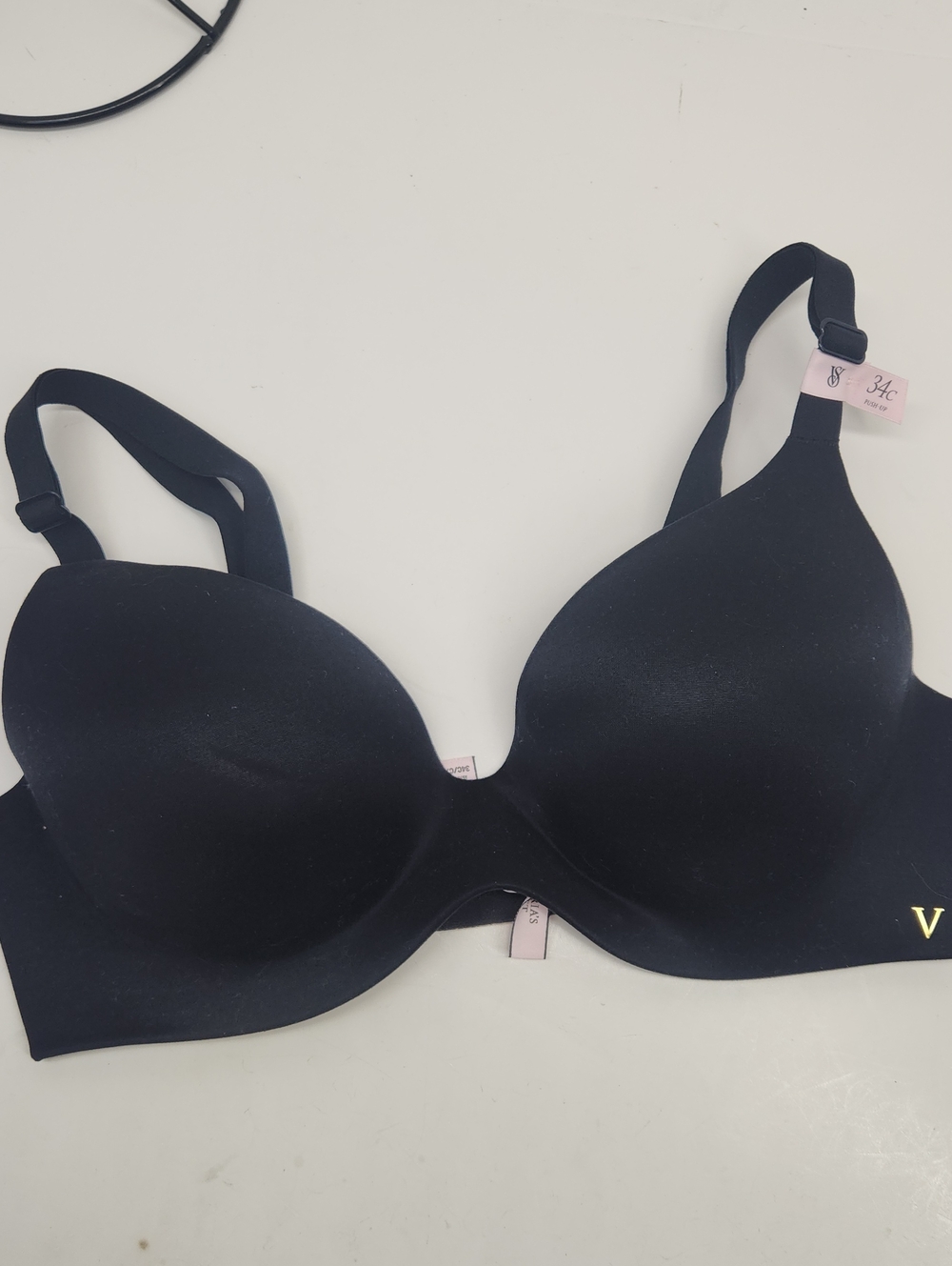 Victoria's Secret Black Smooth T-Shirt Bra with Pink Accent Tags 34C NWT